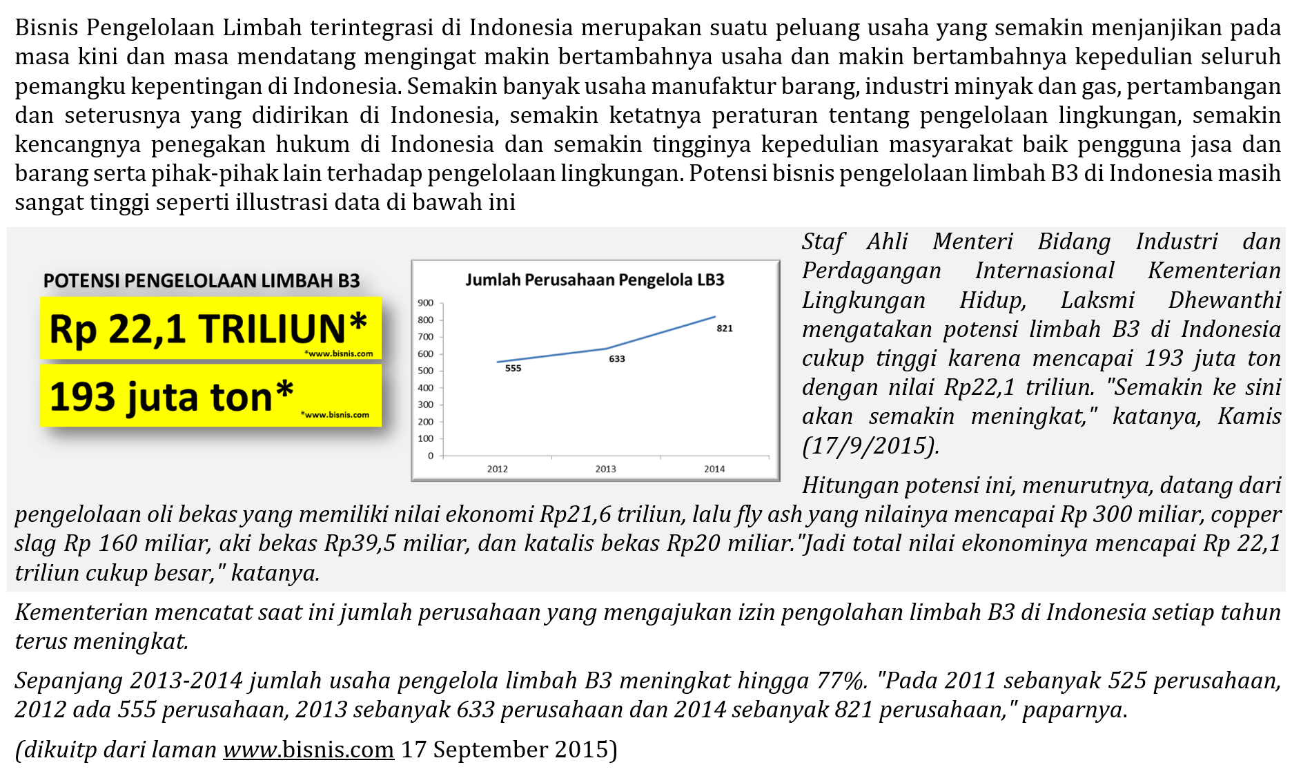 Peluang Bisnis Pengolahan Limbah B3 di Indonesia