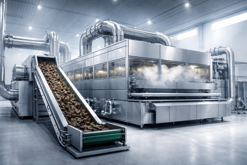 Mengurangi kadar air lumpur dari 80% menjadi hingga 10–30% moisture content secara efisien, tertutup, dan ramah lingkungan.