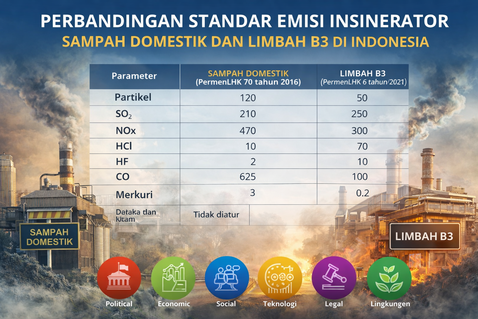 Perbandingan Standar Emisi Insinerator Limbah B3 dan Sampah Domestik di Indonesia